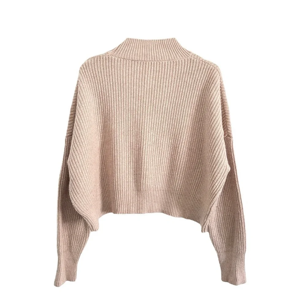 KNOT SISTERS DUSTY ROSE CROPPED KNIT LIBBY WOOL SWEATER SZ L - Picture 4 of 4